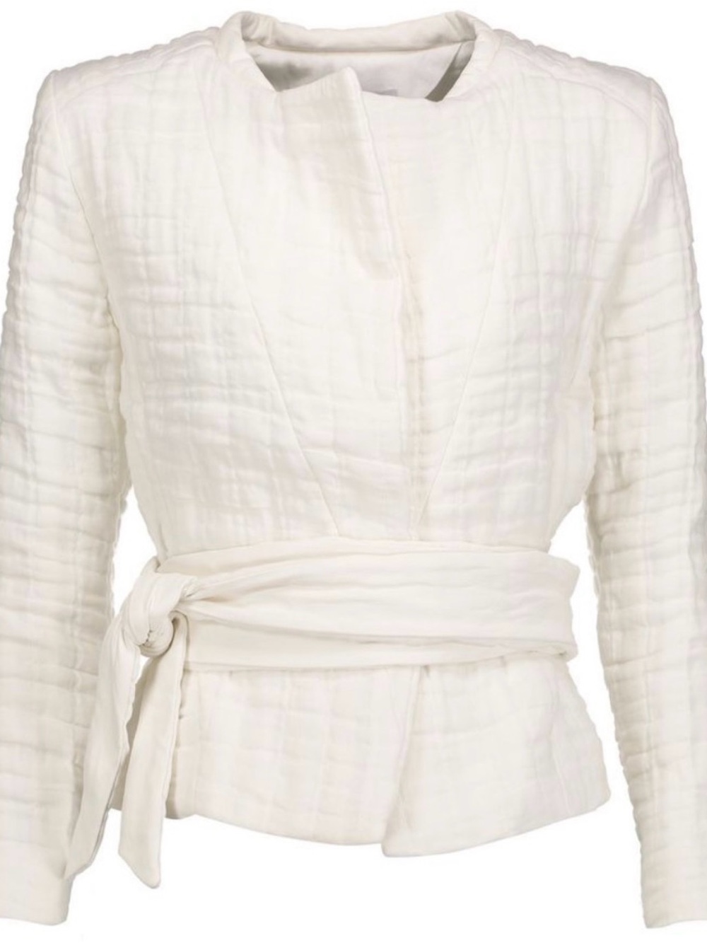 IRO Juki leather-trimmed cotton and linen-blend cloque jacket